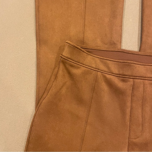 SPANX Faux Suede Pull On Flare Pants Rich Caramel Size Medium New With Tag - Picture 5 of 13